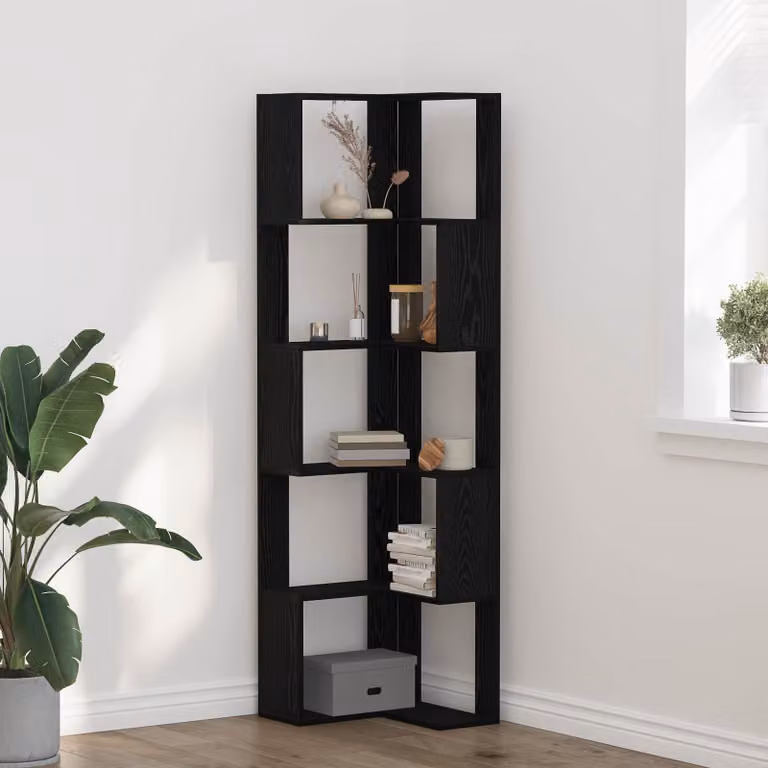 Libreria moderna vidaXL a 5 livelli in MDF, colore nero, L 50 x P 50 x H 179 cm
