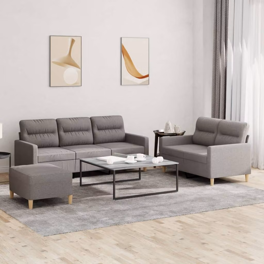 Maison Exclusive - Set divano a 3 pezzi con cuscini in tessuto color taupe