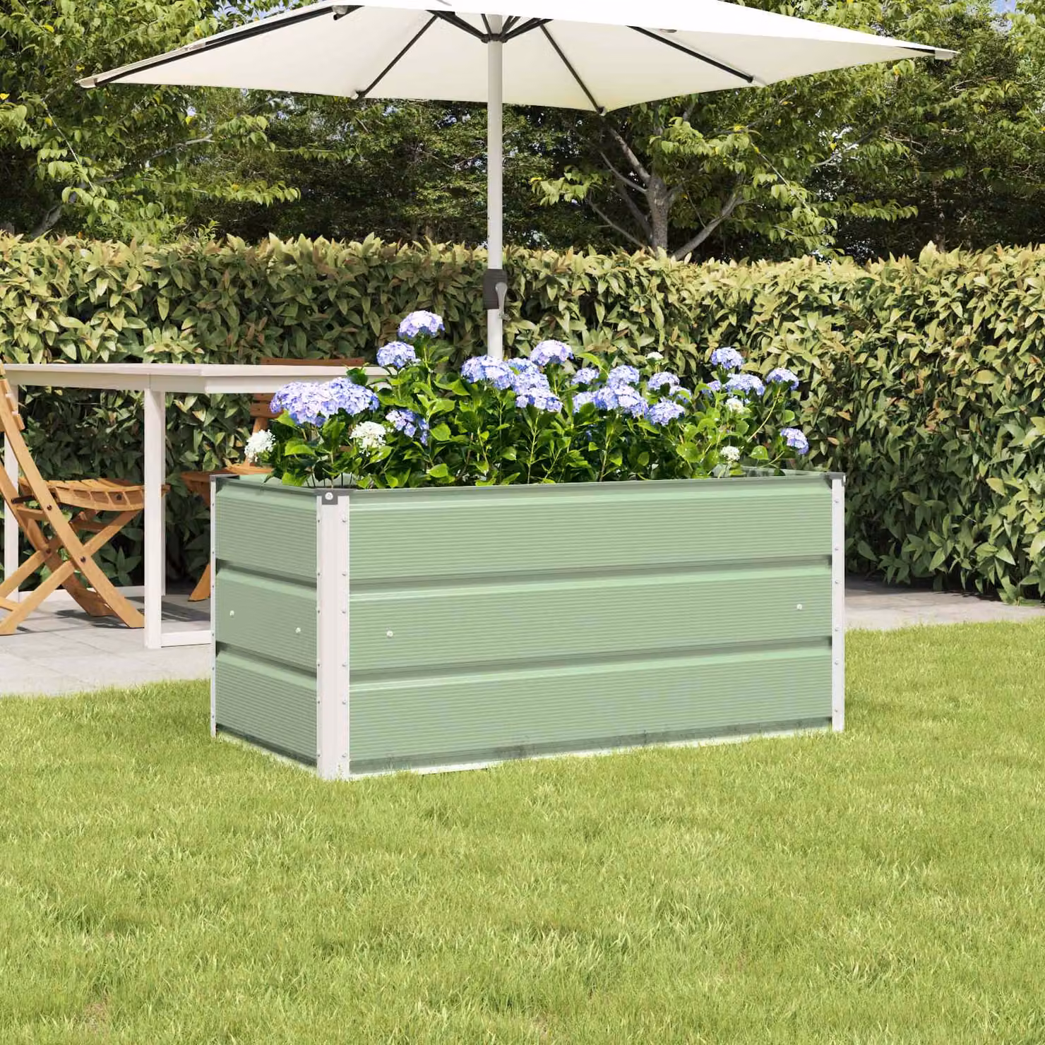 Fioriera vidaXL in acciaio zincato verde, L 100 x P 50 x H 45 cm