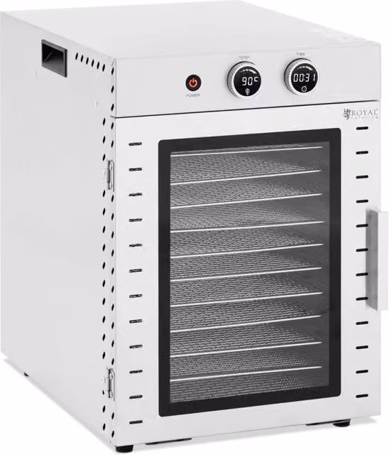Essiccatore per alimenti professionale 1.000 watt 12 ripiani 40 litri vetro temperato acciaio inox 14_0008888