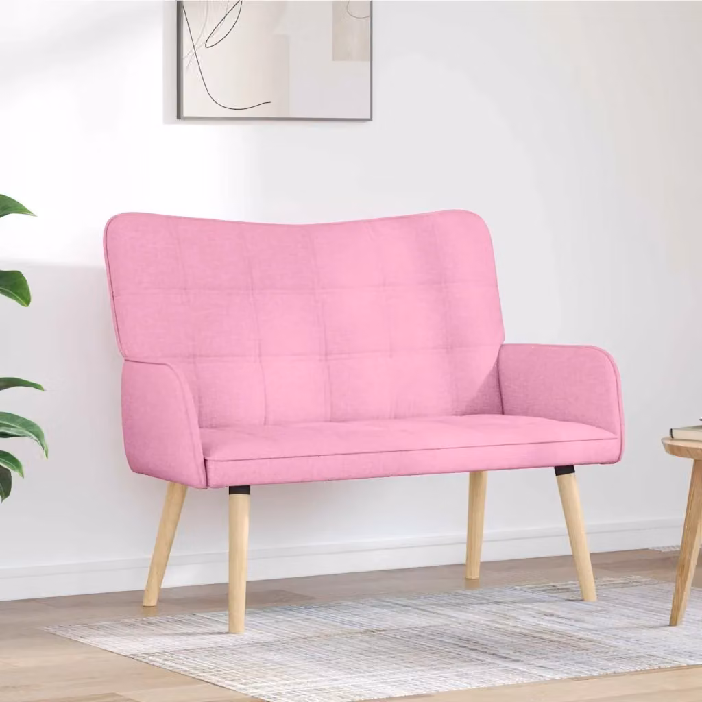 Divano a due posti DESIGN IN per soggiorno o camera da letto, rivestimento in tessuto rosa, L: 115 cm, P: 61 cm, H: 87 cm – 2