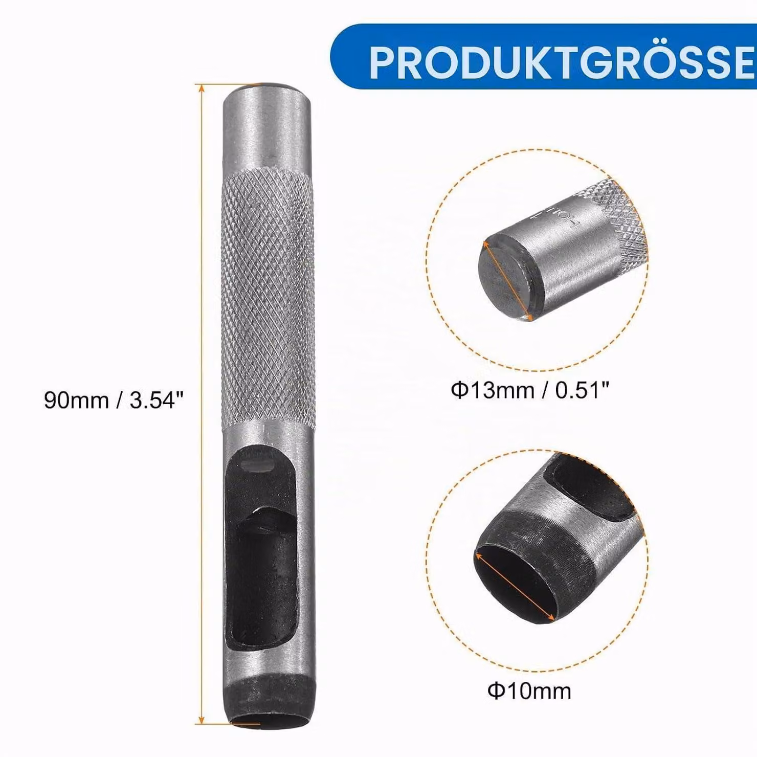 Strumento di punzonatura circolare cavo da 10 mm, Acciaio al carbonio, per la lavorazione del cuoio e della carta