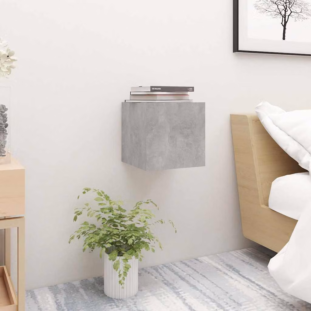 Comodino moderno vidaXL Grigio in MDF da appendere al muro L: 30,5 cm, P: 30 cm, H: 30 cm
