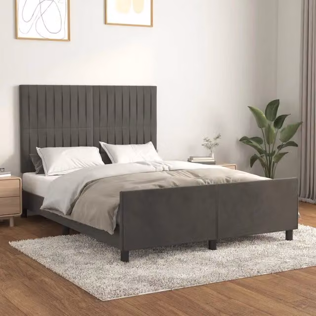 Giroletto vidaXL in velluto grigio scuro senza materasso L/P: 140 x 190 cm