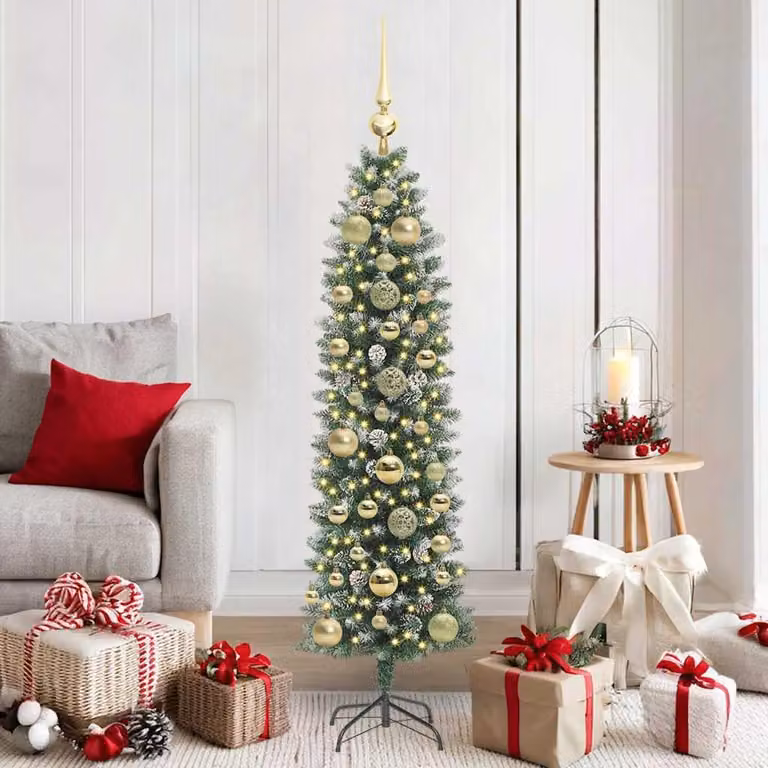 Maison Exclusive - Albero di Natale artificiale slanciato, verde e bianco, 150 cm