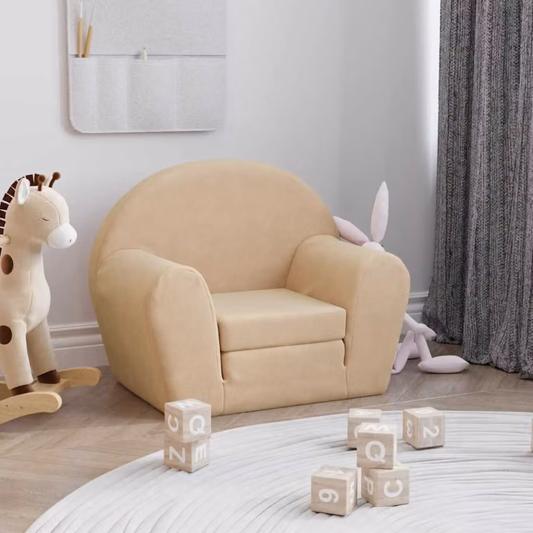 Maison Exclusive - Divano letto per bambini color crema, morbido peluche
