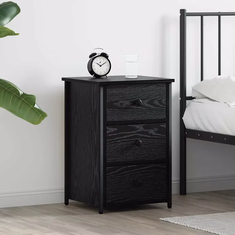 Armadio da notte con cassetto vidaXL in stile moderno, colore nero, L 40 cm x P 36 cm x H 60 cm