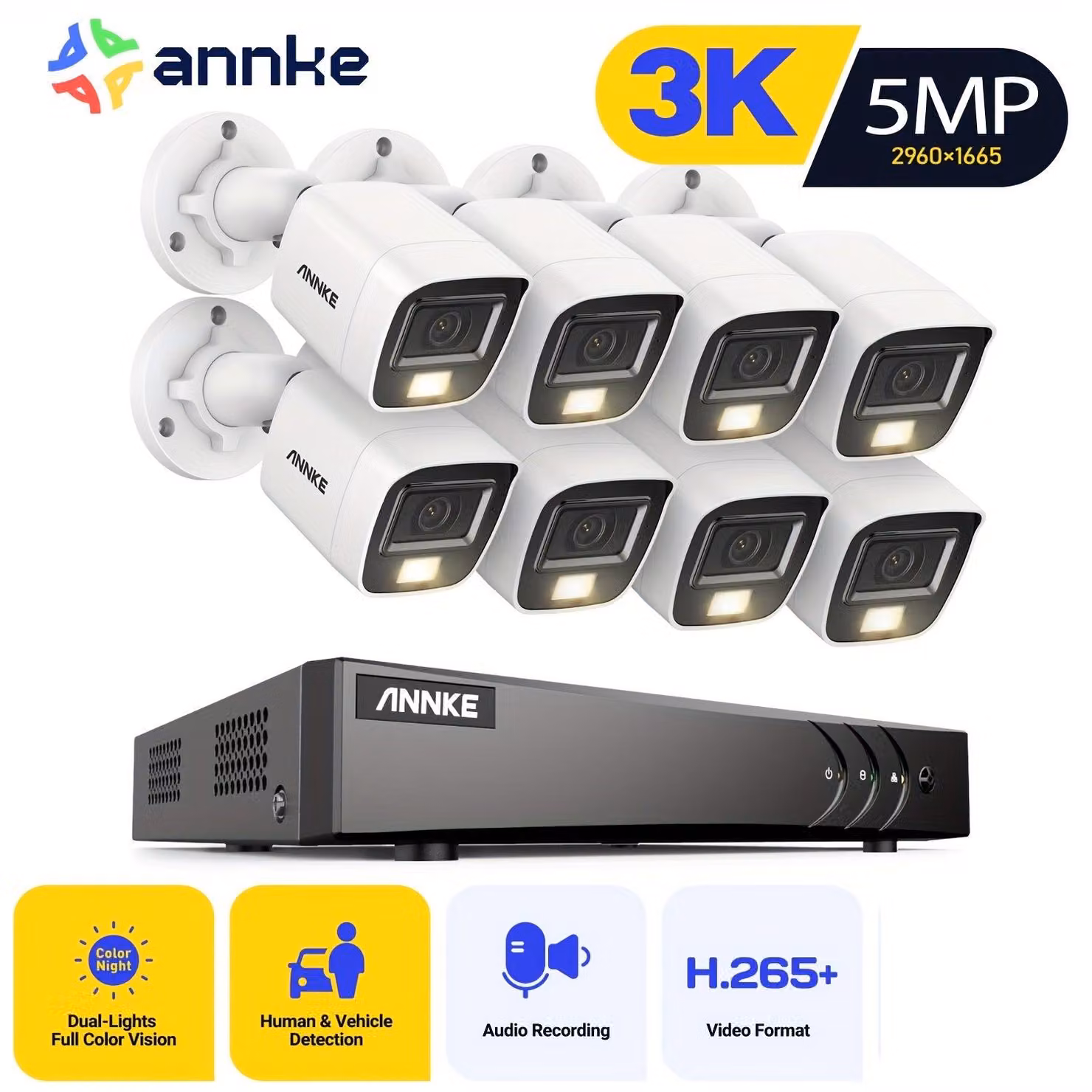 Telecamera di sicurezza da 12MP - Set di 4 telecamere dome IP con rilevamento di persone e veicoli