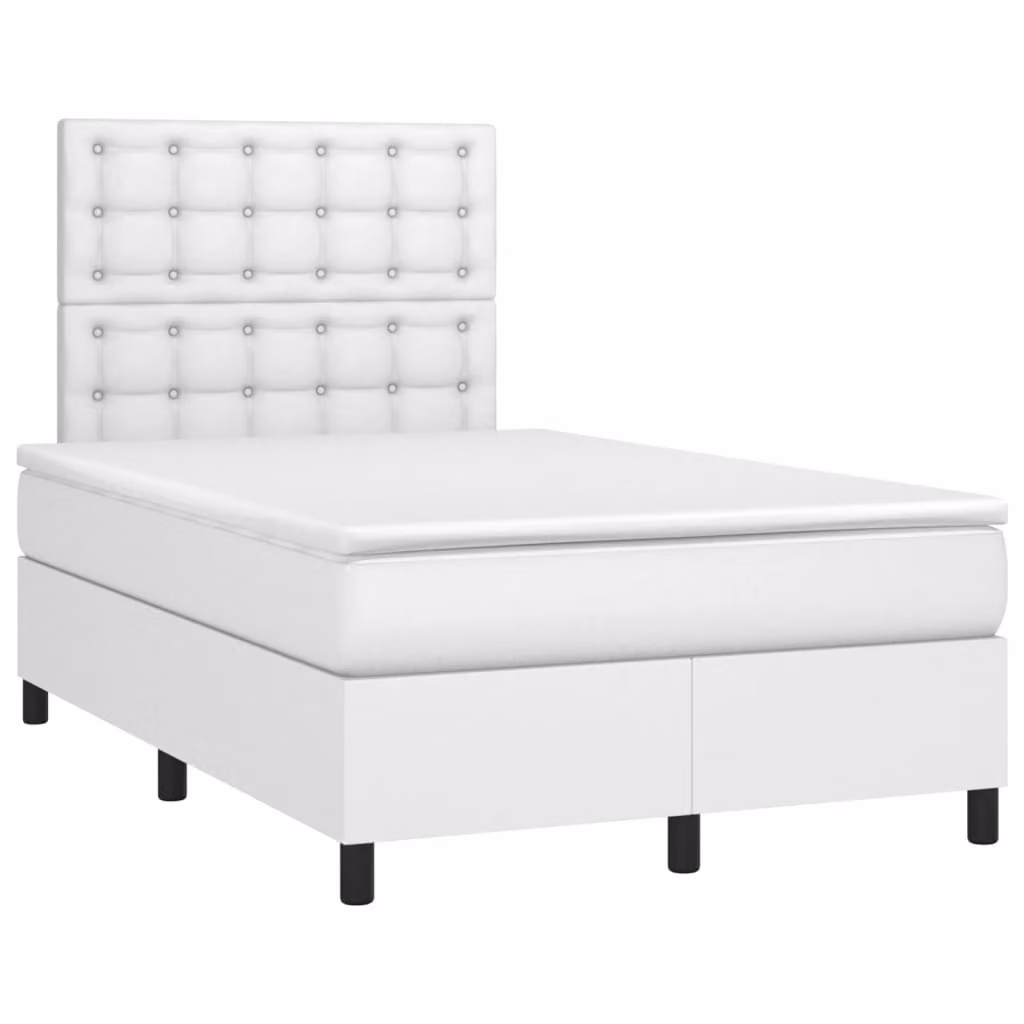 Giroletto a Molle con Materasso Bianco 120x190 cm in Pelle finta