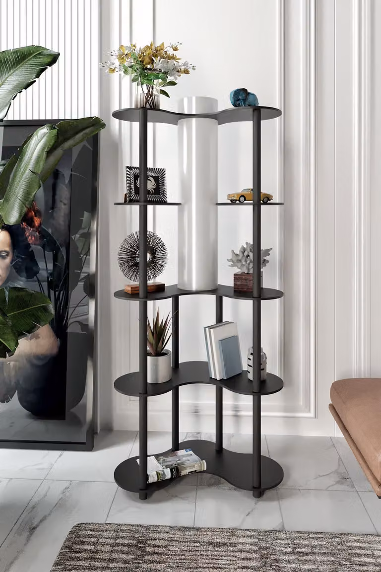 Opviq, moderna lampada da terra in MDF e carta artigianale, nera, altezza 150 cm, 1 x E27 max 40 W, IP20, design astratto, ideale per eleganti ambienti domestici e uffici.