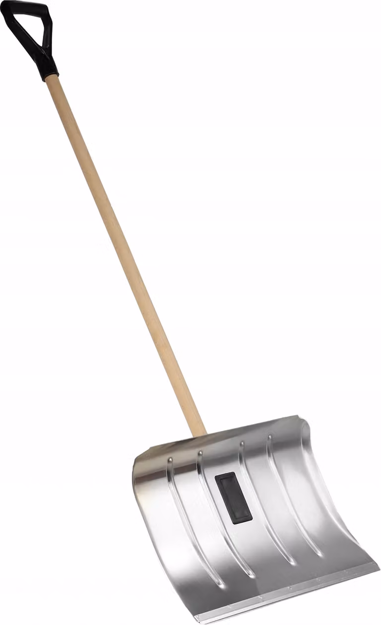 Pala da neve in alluminio KADAX "Garo", pala da neve, pala da neve con manico in legno, pala da neve robusta, argento