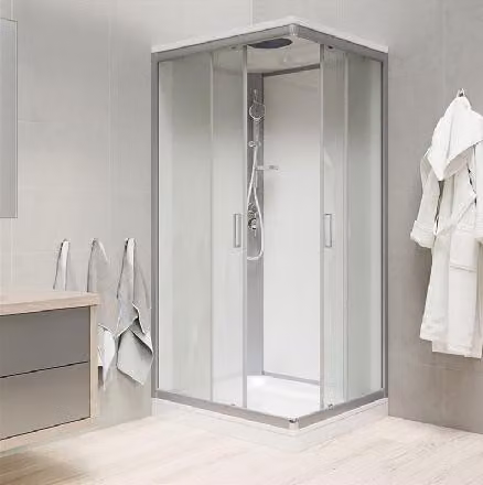 Mereo Box doccia - Box doccia 900x900 mm, con tettoia, satinato/bianco/vetro Point CK34122KMSW