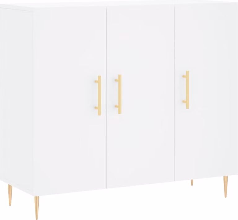 Credenza Bianca 90x34x80 cm in Legno Multistrato