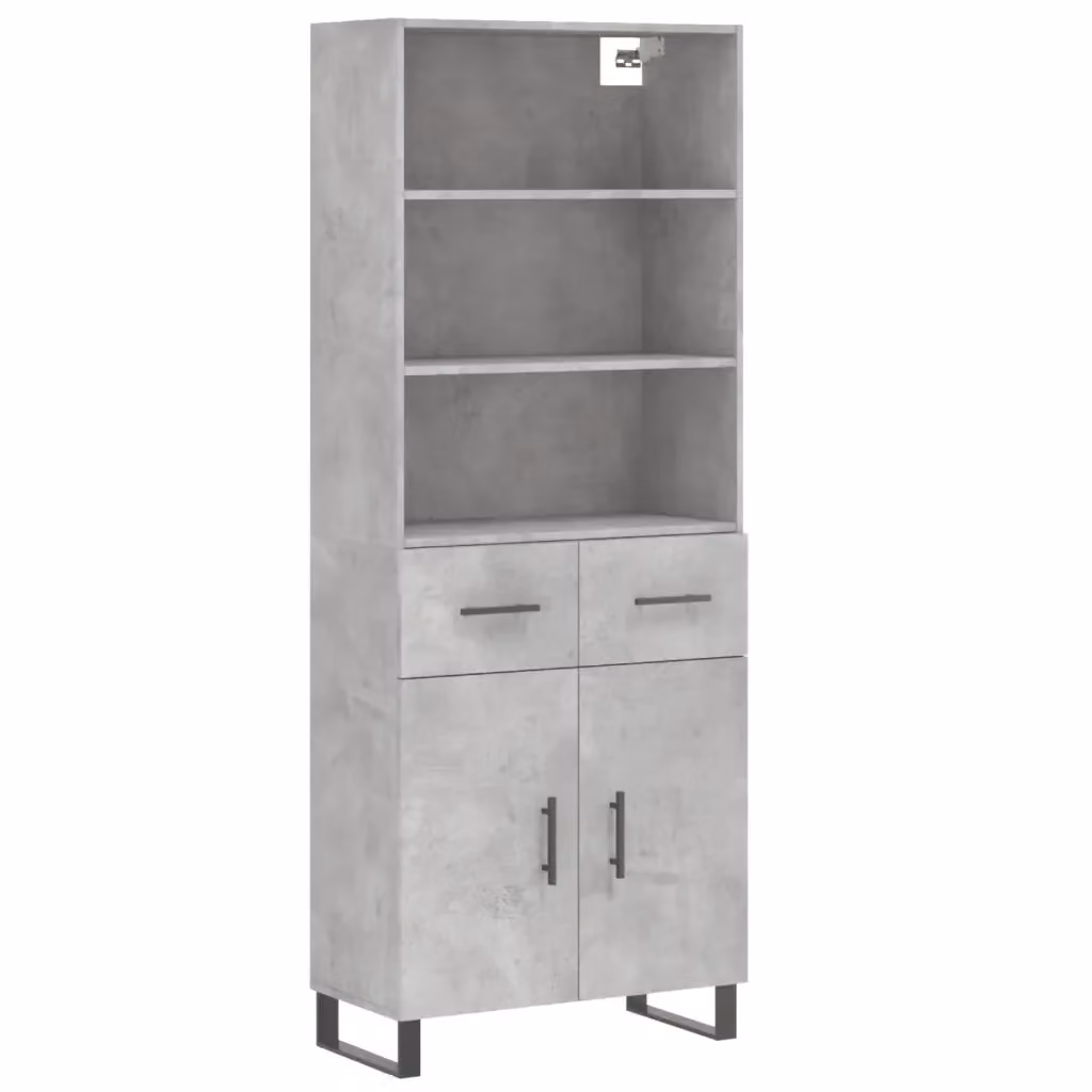 Credenza moderna vidaXL in legno e metallo grigio L: 69,5 cm, P: 34 cm, H: 180 cm – 2