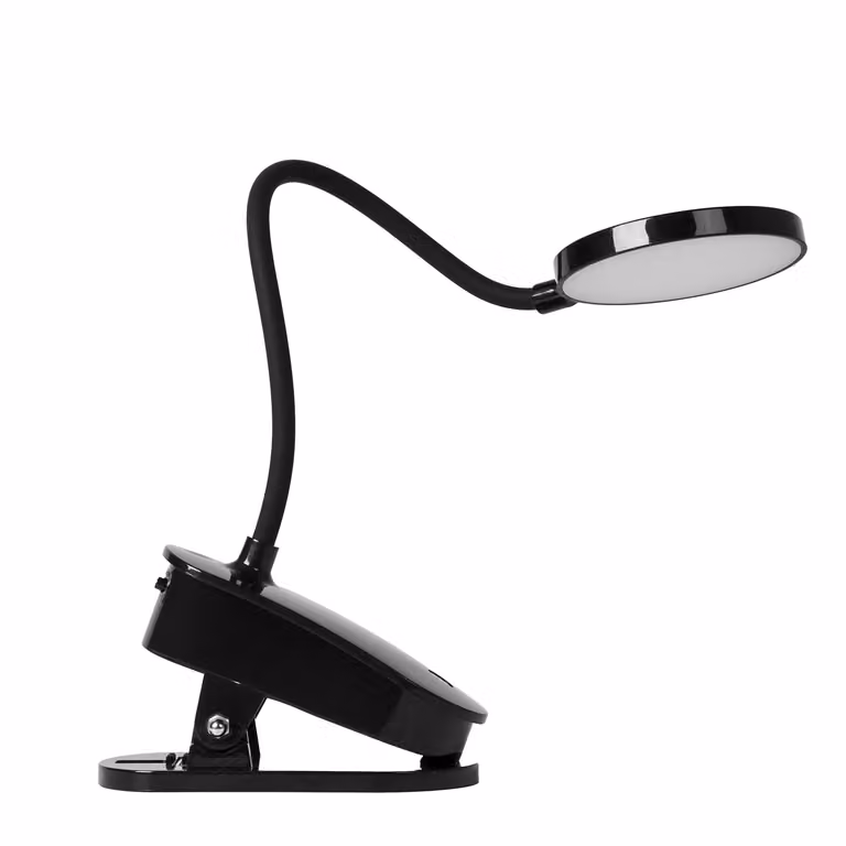 DICTROLUX Lampada da Scrivania LED Ricaricabile con Clip USB, Dimmerabile e Regolabile, Colore Nero