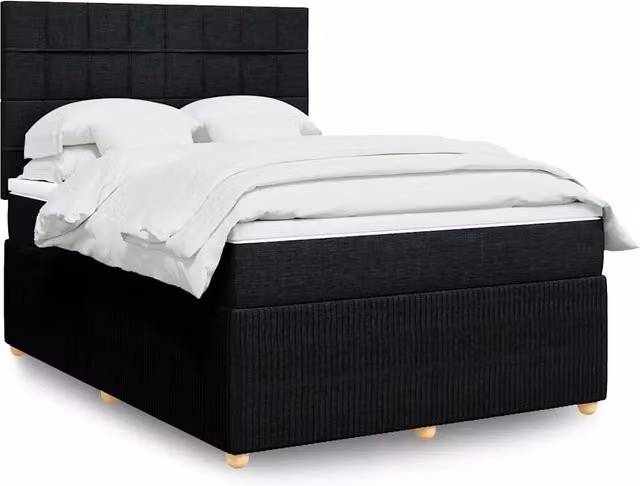 Giroletto a Molle con Materasso Nero 140x190 cm in Tessuto 3292053