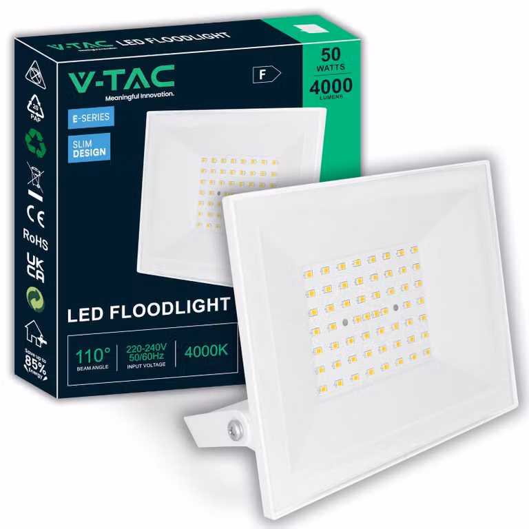 Faretto LED da esterno, 50W, 4000 lumen, luce bianca fredda, 6500K, grado di protezione IP65, alluminio