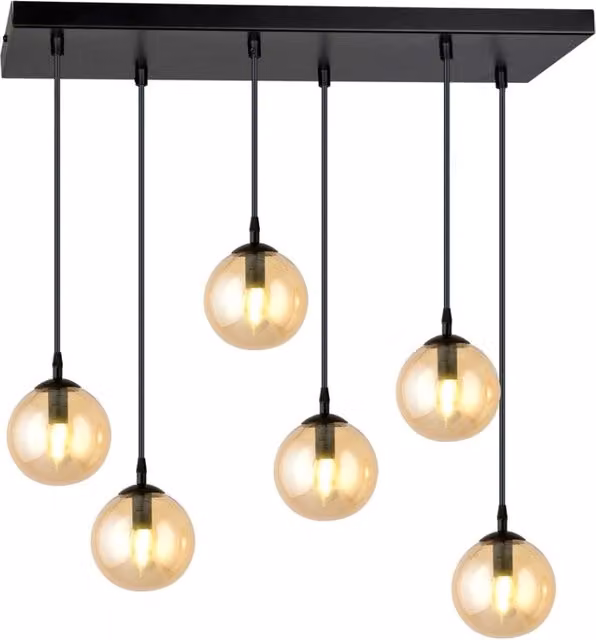 Lampadario a sospensione Emibig Cosmo 6 in metallo e vetro nero e marrone con 6 lampadine E14