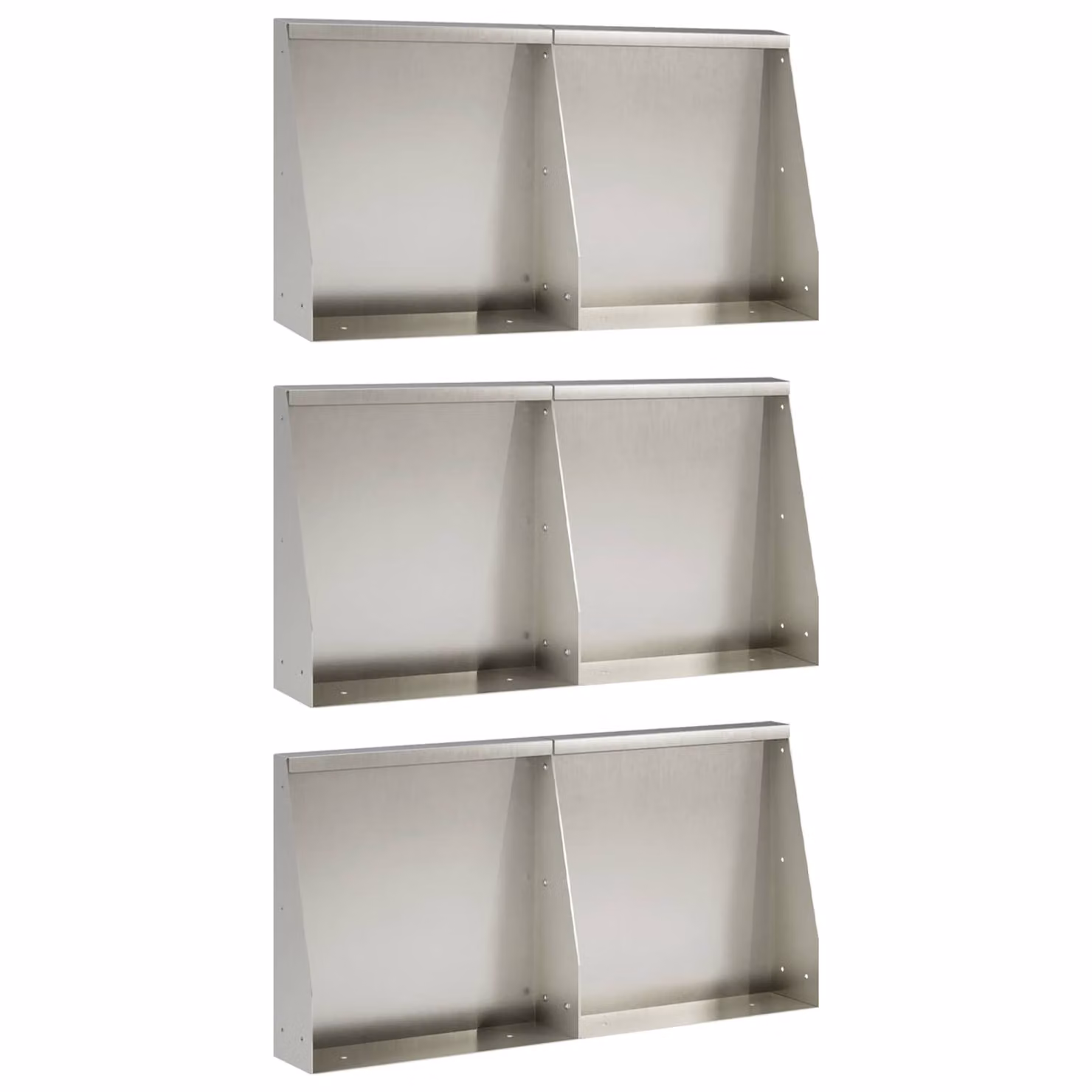 Set di 6 aiuole rialzate vidaXL in acciaio inox argento per giardino ornamentale, L: 40 cm, P: 12 cm, H: 40 cm