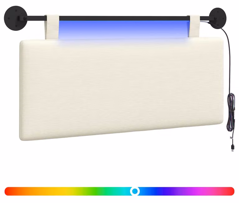 Testiera sospesa Con luce LED Crema Tessuto in Cords
