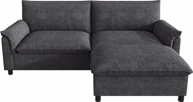 Divano angolare modulare Cloud Aosom Italy, Nero, design moderno con tessuto reversibile e coperture rimovibili