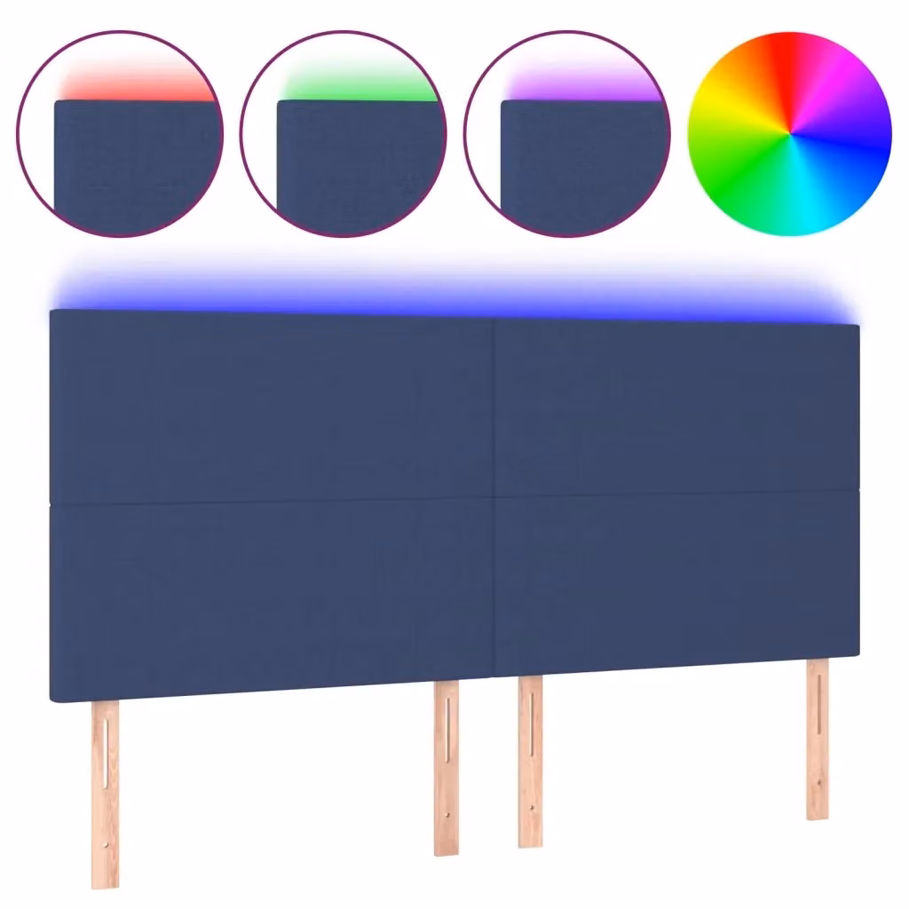 Testiera per letto vidaXL in tessuto blu con illuminazione LED integrata e porta di ricarica USB, L 180 x P 5 x H 118/128 cm – 2