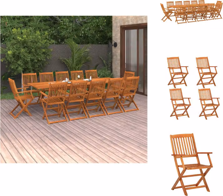 vidaXL Set da pranzo da giardino in legno massiccio di acacia con 13 pezzi - Set di mobili da giardino