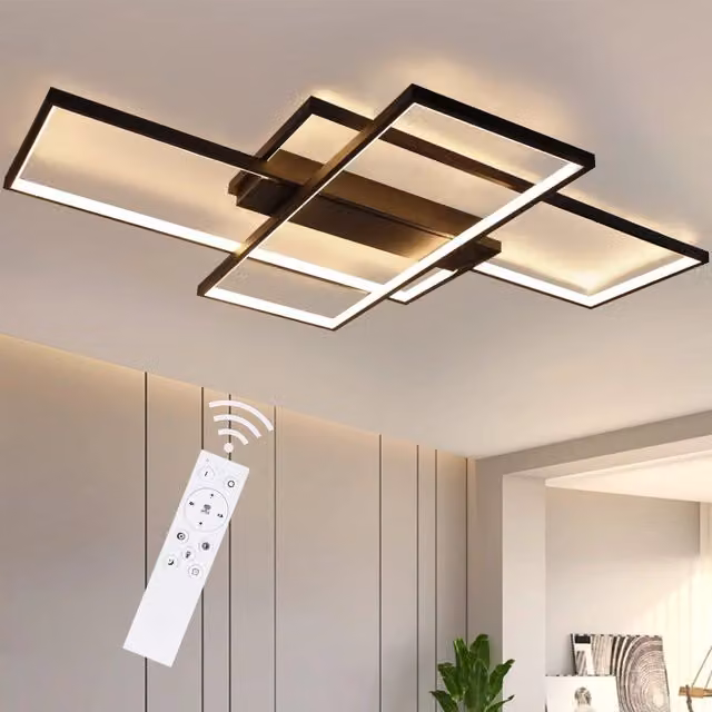 Lampada da soffitto LED sospesa ZMH in metallo, design geometrico rettangolare e minimalista, dimmabile, colore bianco, L: 100 cm
