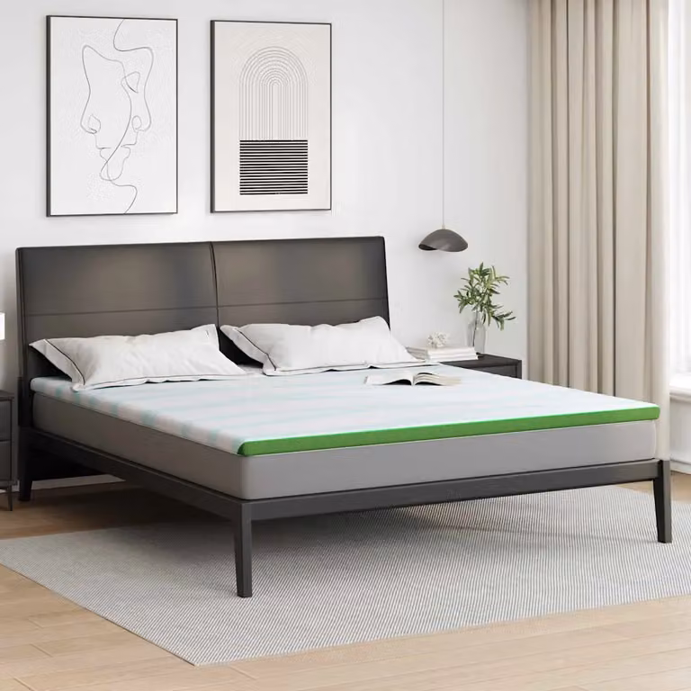Topper per materasso in foam vidaXL Bianco e Verde L/P: 200 x 200 cm