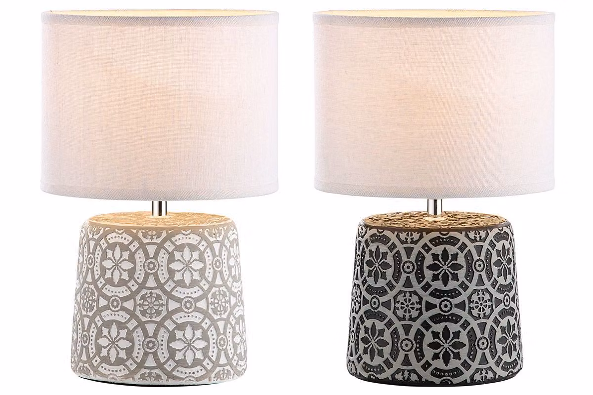 GILDE Lampada da tavolo, "Mandala", orientale, cemento, grigio, nero, , 2 pezzi come mostrato, L. 16,5 cm, L. 23 cm, H. 36 cm, P. 28 cm 28884