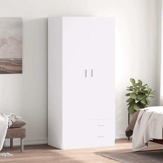 Armadio Bianco 80x52x180 cm in Legno Multistrato 800639