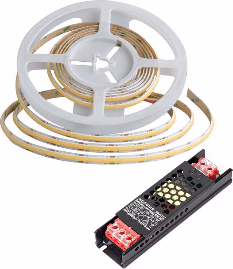 striscia LED COB da 5 m Strisce LED da 24 V CC con 480 LED larghezza 8 mm bianco neutro 5 metri incluso trasformatore