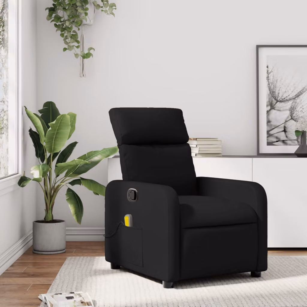 vidaXL Poltrona reclinabile relax in similpelle nera con braccioli – 1