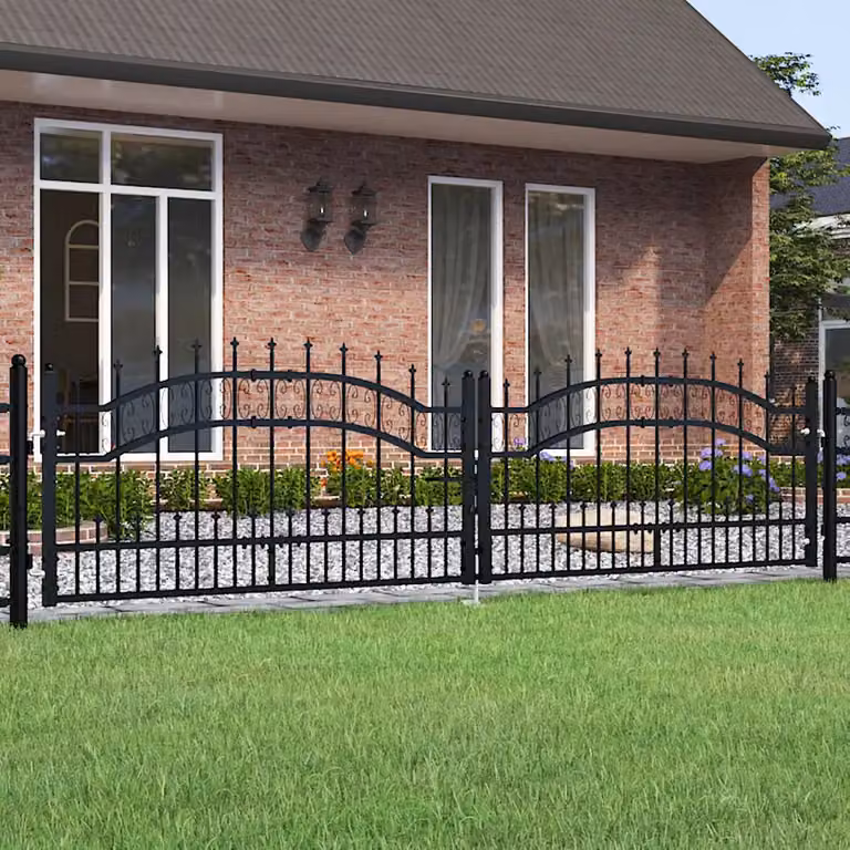 Cancello singolo per recinzione vidaXL KAMPEN con punta a lancia in acciaio nero L: 302 cm, H: 78 cm