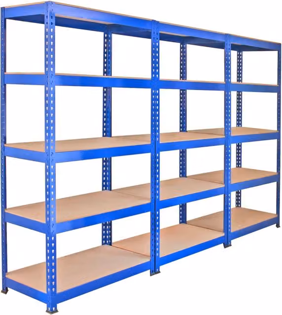 Set di 3 Scaffali in Acciaio Monster Shop Q-Rax Blu, Larghezza: 90 cm