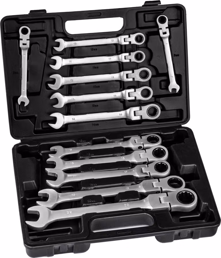 set di chiavi a cricchetto tectake® da 12 pezzi, con custodia in plastica