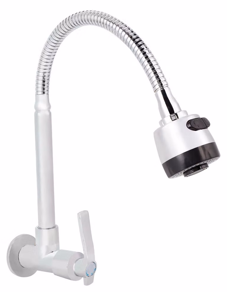 Rubinetto da parete per acqua fredda, con attacco G1/2, ideale per uso domestico in cucina, girevole a 360°