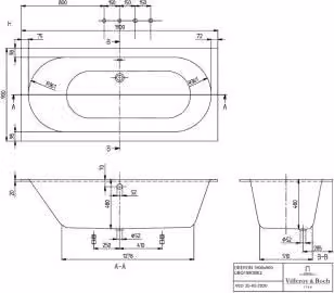 Villeroy & Boch UBQ199OBE2V-RW Vasca Oberon 1900x900x505mm Duo