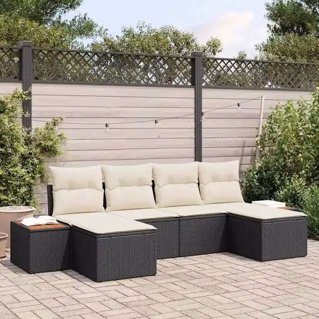 Set Divano da Giardino 6 pz Nero polyrattan 3348138
