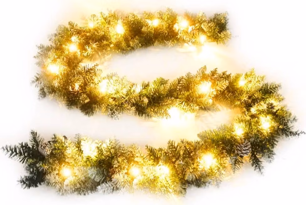 Ghirlanda Natalizia con Luci a LED 5,2 m in PVC Verde