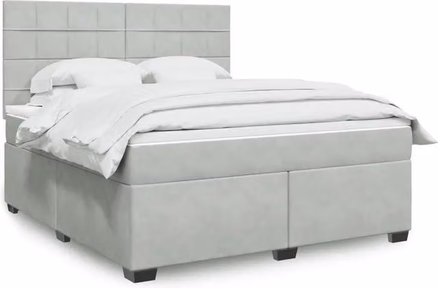 Letto con Giroletto a Molle e Materasso Ibrido vidaXL in Velluto Grigio e Bianco L/P: 180 x 200 cm