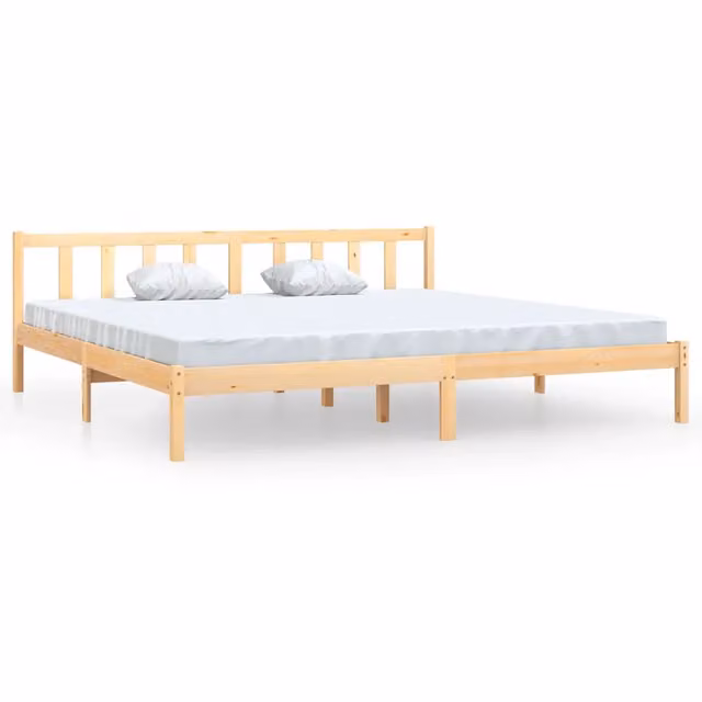 Letto matrimoniale Super King DESIGN IN in legno massello di pino naturale con doghe fisse, L/P/H: 180 x 200 x 69,5 cm