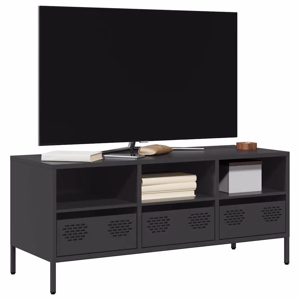 Mobile TV vidaXL Nero in Metallo L: 101,5 cm, P: 39 cm, H: 43,5 cm