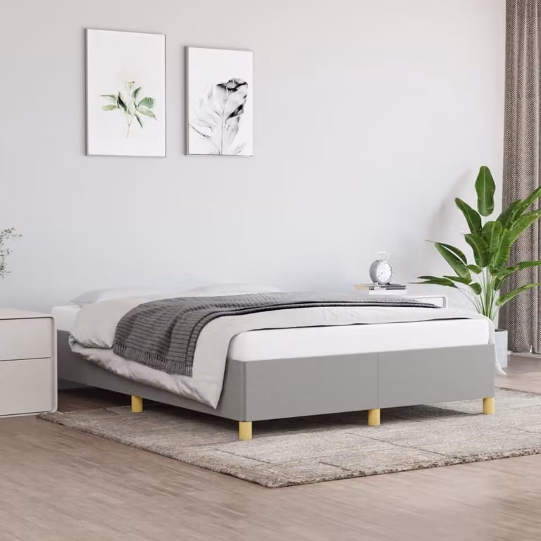 The Living Store Struttura letto grigio chiaro 140x200 cm in tessuto