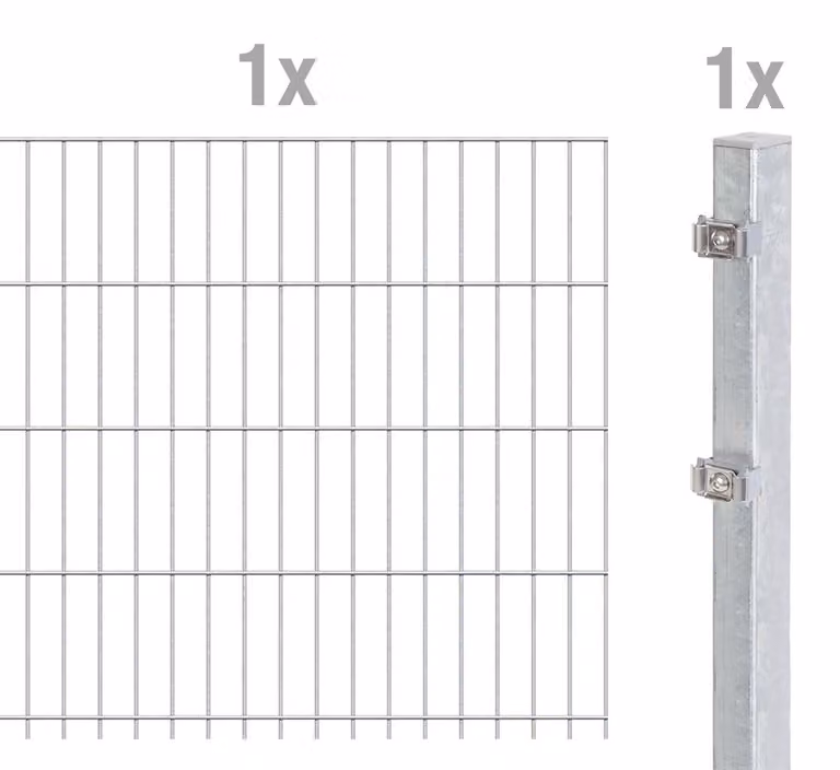 Alberts 641382 Staccionata doppia come set completo di recinzione, zincata a caldo, altezza 203 cm, lunghezza 2,5 m