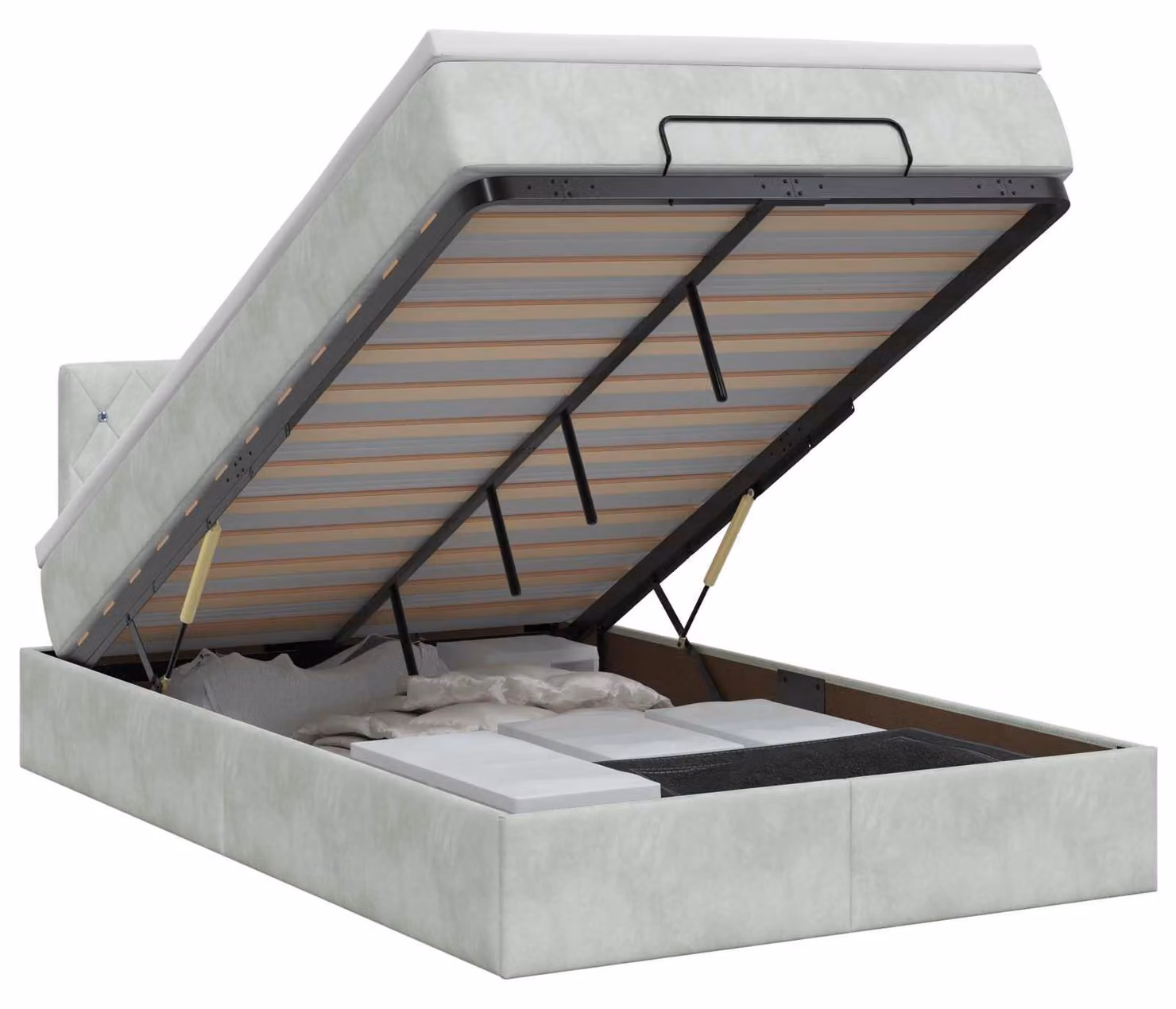 Divano letto ottomano, grigio chiaro, 120 x 200 cm, rivestito in velluto