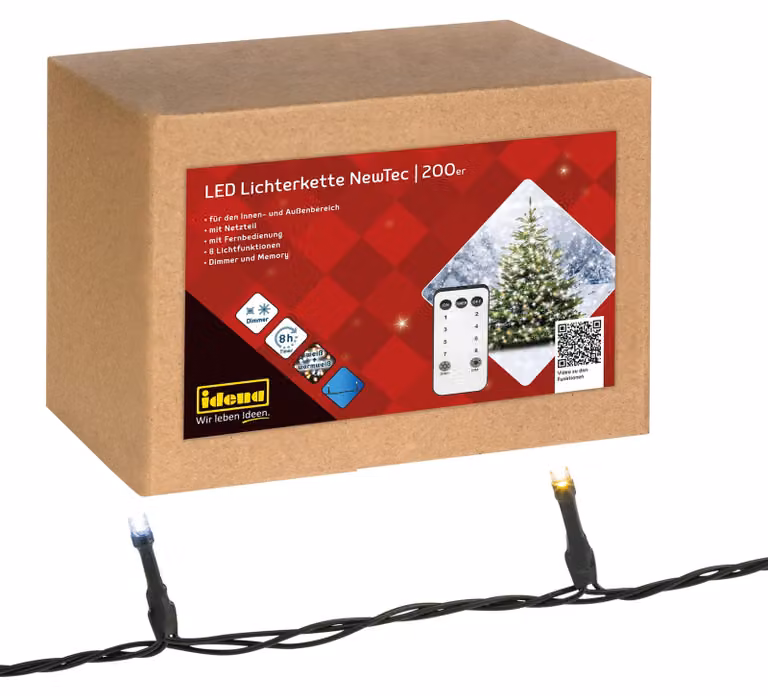 Catena luminosa a LED, 200 LED, bianco/bianco caldo, 27,9 metri, con timer e dimmer