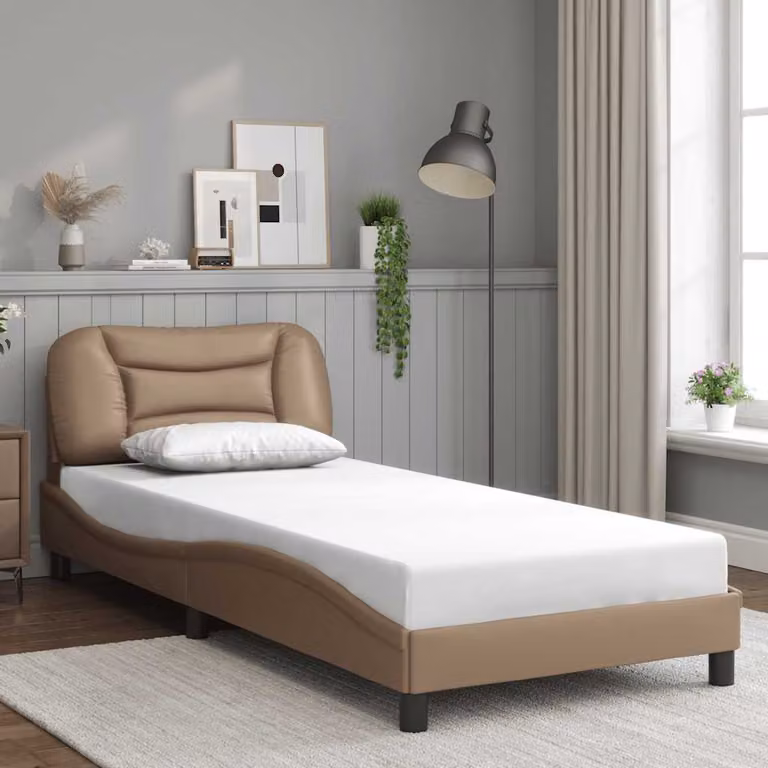 Giroletto senza materasso Hvar vidaXL in similpelle color cappuccino, dimensioni 90x190 cm
