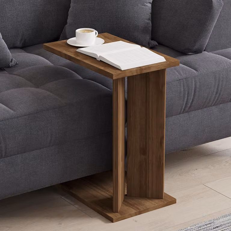 Ottone - Tavolino da Salotto, 25x50x49h cm Marrone Noce, Forma Rettangolare