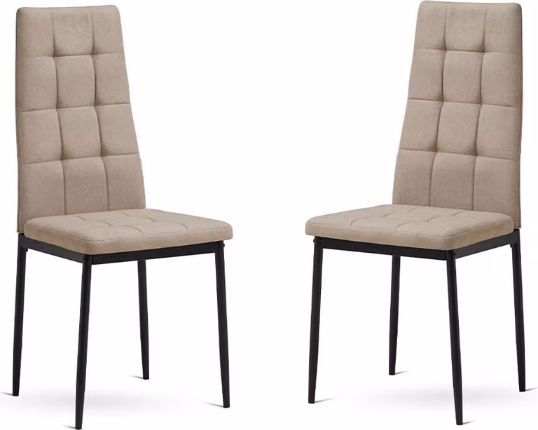 set di 2 sedie da interno con seduta imbottita e trapuntata e schienale alto, struttura in metallo color antracite - eleganti, comode e moderne, ideali per cucine,da pranzo, soggiorni, bar o ristoranti - LIDIA - Taupe
